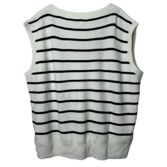 NWT Lularoe Women's 3XL Vest Light Knit White & Black Striped Sweater Unisex - Picture 2 of 4
